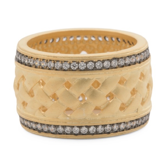 Freida ROTHMAN LATTICE MOTIF WIDE BAND RING - Picture 1 of 6
